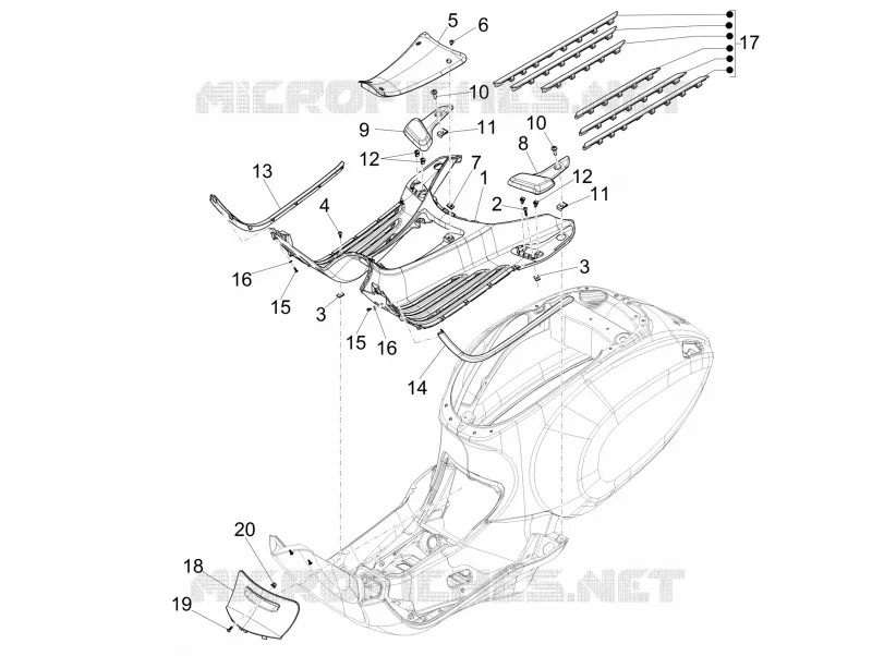 Mittlere Verklaidung - Fußraster
