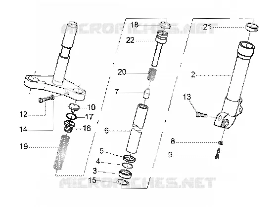 Showa front fork component parts